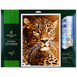 Картина по номерам "Леопард" A3, с акриловыми красками, картон